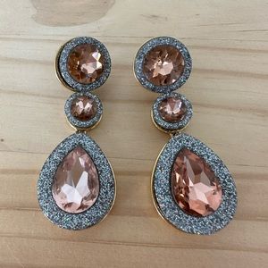 Jcrew pink and diamond drop brûlée earrings